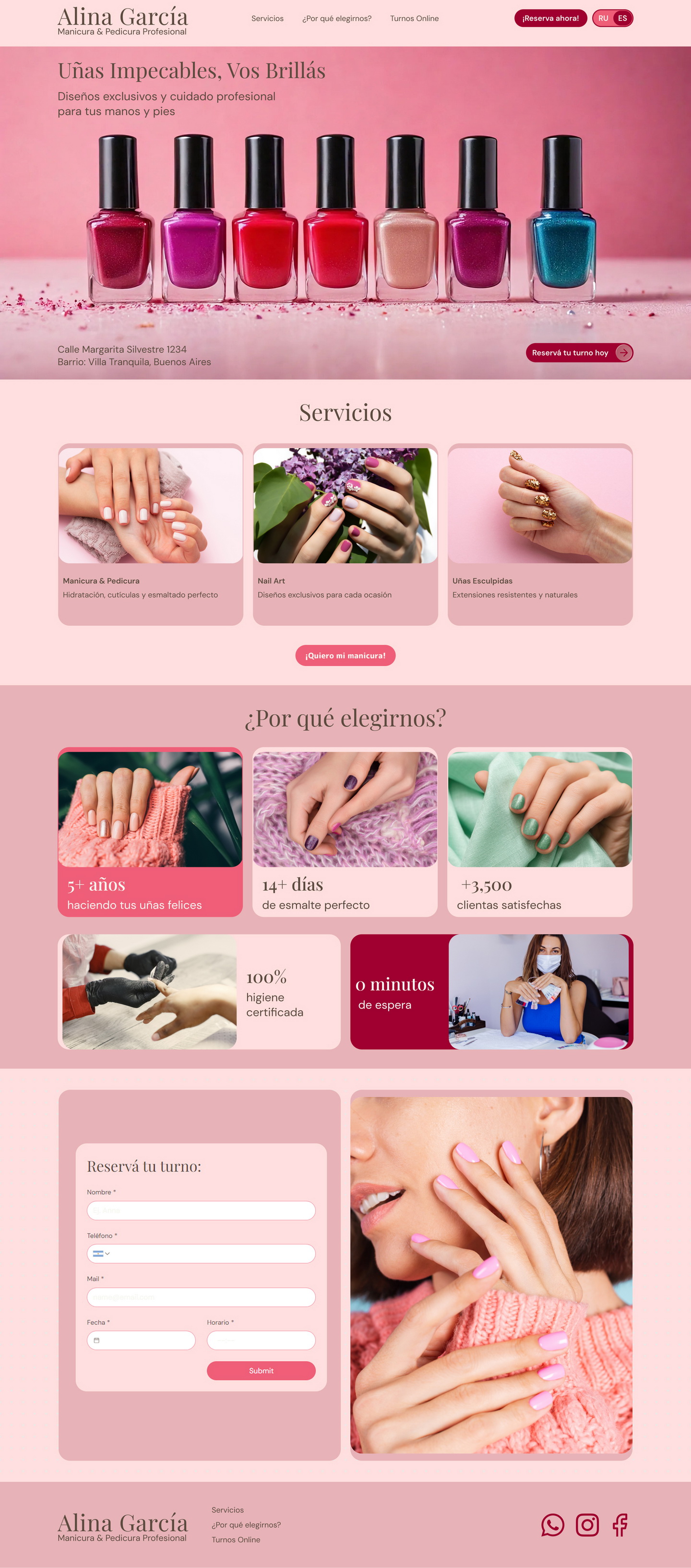 Bilingual Website for a Nail Care Specialist dektop