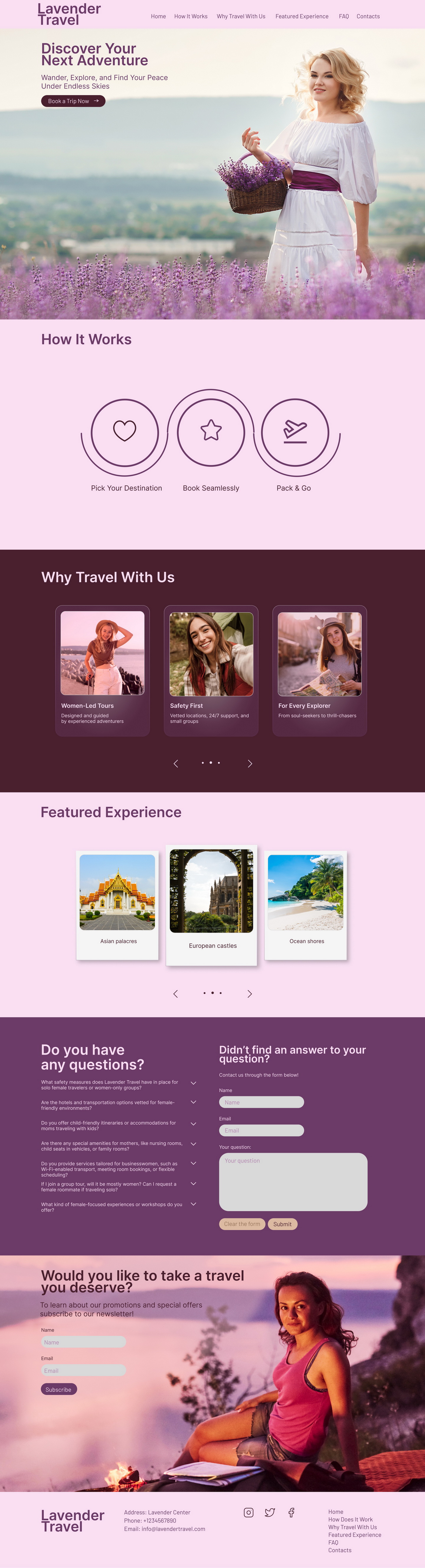 Female-Led Travel Services Landing Page dektop