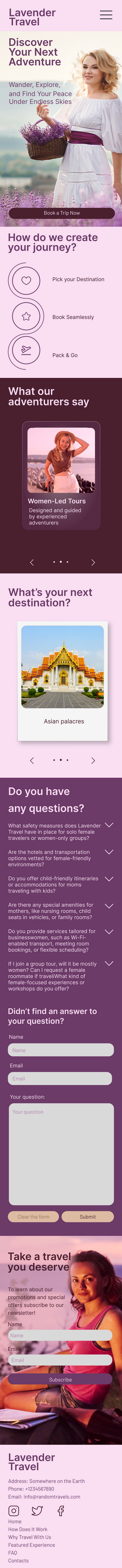 Female-Led Travel Services Landing Page mobile