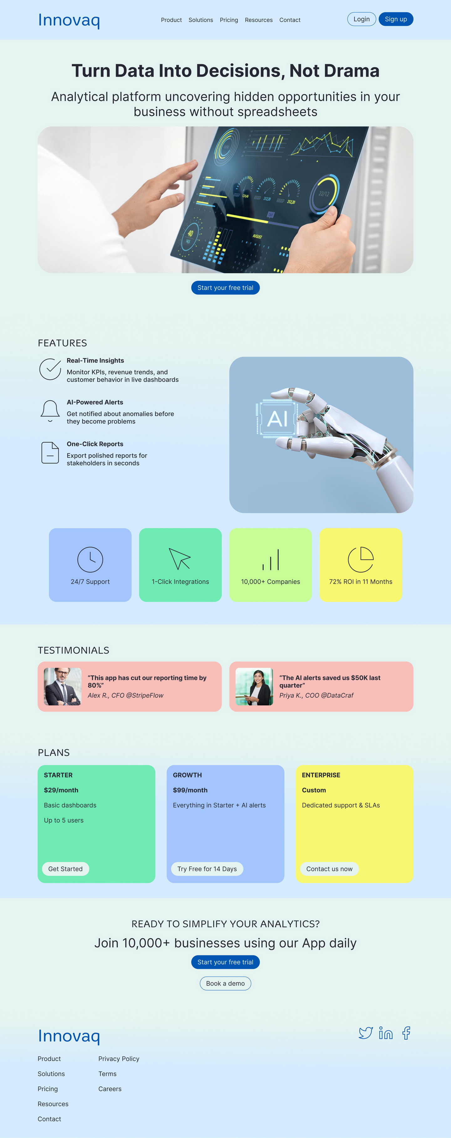 Analythincal Platform Website desktop light