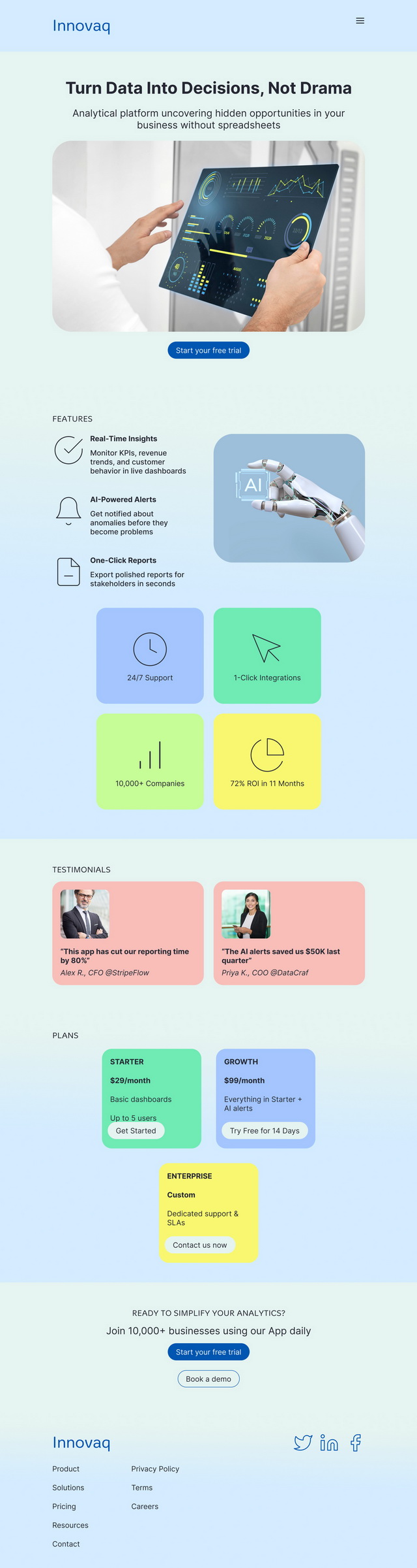 Analythincal Platform Website tablet light