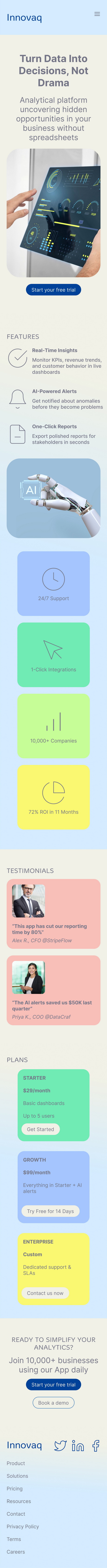 Analythincal Platform Website mobile light