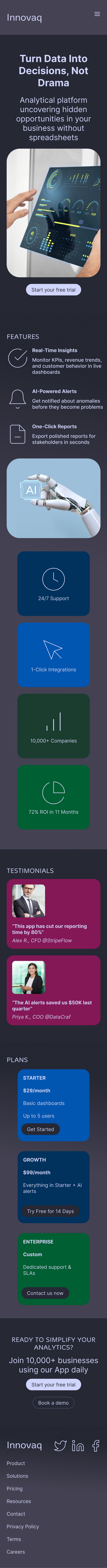 Analythincal Platform Website mobile dark